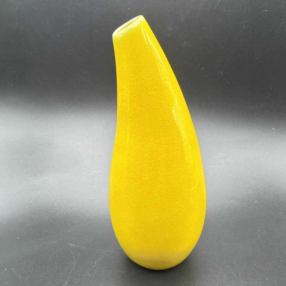 Jars France Bud Vase Ceramistas Yellow Handmade Ceramic Teardrop‎ Rare Find